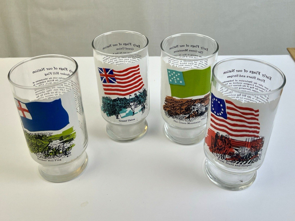 National Flag Foundation Historical Drinking Glasses Vintage 1968 - 73 America